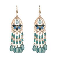 Resin Tassel Earring with Zinc Alloy Teardrop gold color plated Bohemian style & for woman & enamel Sold By Pair