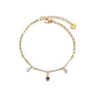 304 Stainless Steel Bracelet, with 1.18inch extender chain, 14K gold plated, fashion jewelry & different styles for choice & for woman & enamel, Length:Approx 6.7 Inch, Sold By PC