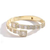 Brass Bracelet & Bangle Geometrical Pattern plated & micro pave cubic zirconia & for man Sold By PC