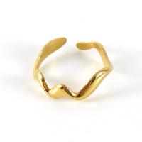 Titanium Steel Cuff Finger Ring, 18K gold plated, adjustable & for woman, Sold By PC