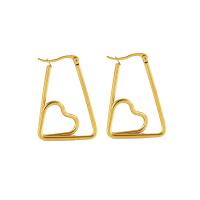 Titanium Steel Lever Back Earring Heart 18K gold plated for woman & hollow Sold By Pair