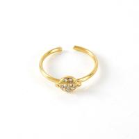 Partículas de aço Cuff Ring Finger, banhado a ouro 18k, ajustável & para mulher & com strass, 9mm, vendido por PC