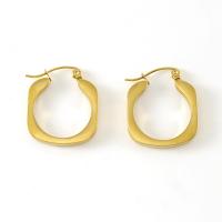 Titanium Steel Lever Back Earring, Geometrical Pattern, 18K gold plated, for woman & hollow, 23x26mm, Sold By Pair