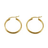 Titantium acciaio orecchino a sostegno, laccato oro 18K, gioielli di moda & per la donna, 23.70x3.40mm, Venduto da coppia