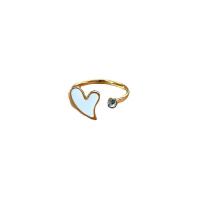 Titanium Čelik Finger Ring, modni nakit & različite veličine za izbor & za žene & emajl & s Rhinestone, zlatan, Prodano By PC