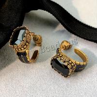 Brass Finger Ring with Resin Rhinestone 24K gold plated vintage & fashion jewelry & for woman golden nickel lead & cadmium free Sold By Pair