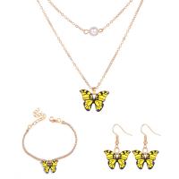 Zinc Alloy Jewelry Sets bracelet & earring & necklace with 2.09 1.97inch extender chain gold color plated three pieces & fashion jewelry & for woman yellow nickel lead & cadmium free Length Approx 16.06 Inch Approx 6.54 Inch Sold By Set