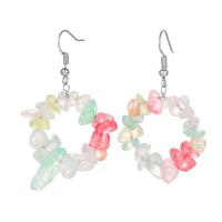 Zinc Alloy Drop Earrings with Quartz silver color plated fashion jewelry & for woman multi-colored nickel lead & cadmium free  Sold By Pair