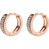 Brass Huggie Hoop Earring, rose gold color plated, fashion jewelry & micro pave cubic zirconia & for woman, nickel, lead & cadmium free, 11x2mm, Sold By Pair
