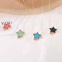 Zinc Alloy Jewelry Necklace with Resin with 5cm extender chain Star gold color plated fashion jewelry & for woman nickel lead & cadmium free Length Approx 43 cm Sold By PC