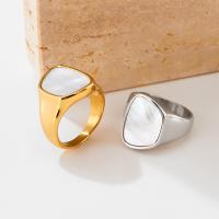 Палец кольцо из нержавеющей стали, Нержавеющая сталь 304, с Белая ракушка, ювелирные изделия моды & разный размер для выбора & Женский, Много цветов для выбора, 17.5mm, продается PC