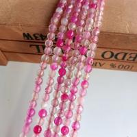 Perline naturali agata vena di drago, Cerchio, DIY & sfaccettati, rosa carminio, 4mm, Appross. 90PC/filo, Venduto da filo