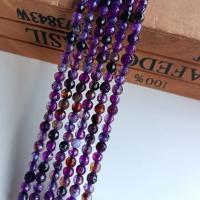 Natural Dragon Veins Agate Beads Round DIY & faceted purple 4mm Approx Sold By Strand
