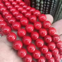 Synthetische Korallen Perlen, rund, poliert, DIY & verschiedene Größen vorhanden, rot, verkauft per ca. 38 cm Strang