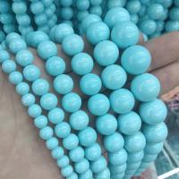 Türkis Perlen, Synthetische Türkis, rund, poliert, DIY & verschiedene Größen vorhanden, blau, verkauft per ca. 38 cm Strang