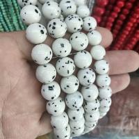 Mischedelstein Perlen, Naturstein, rund, DIY & verschiedene Größen vorhanden, weiß, verkauft per ca. 38 cm Strang