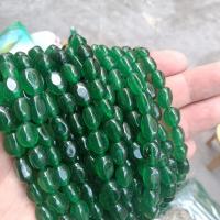 الخرز العقيق الأخضر الطبيعي, طبل, ديي, أخضر, 6x9mm, تباع لكل تقريبا 38 سم حبلا