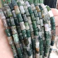 Naturlige Moss agat perler, Moss Agate, Kolonne, poleret, du kan DIY, blandede farver, 6x9mm, Solgt Per Ca. 38 cm Strand