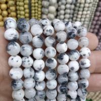 Jade Perlen, persische Jade, rund, DIY & verschiedene Größen vorhanden, weiß und schwarz, verkauft per ca. 38 cm Strang