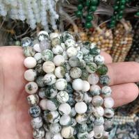 Baum Achat Perlen, Baumachat, rund, poliert, DIY & verschiedene Größen vorhanden, gemischte Farben, verkauft per ca. 38 cm Strang