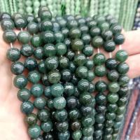 Βρύα φυσικό Agate χάντρες, Moss Agate, Γύρος, DIY & διαφορετικό μέγεθος για την επιλογή, πράσινος, Sold Per Περίπου 38 cm Strand