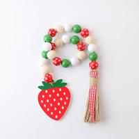 Hanging Ornaments, Schima Superba, with Linen, Strawberry, cute, mixed colors, Length:Approx 53 cm, Sold By PC