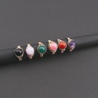 Brass Finger Ring, with Gemstone, fashion jewelry & for woman, more colors for choice, Sold By PC