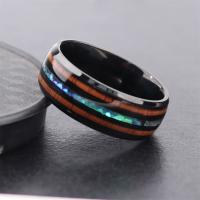 Stainless Steel Finger Ring, 304 Stainless Steel, with Shell, fashion jewelry & different size for choice & for man, black, Sold By PC