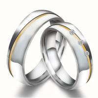Couple Finger Rings 304 Stainless Steel Unisex & with rhinestone 6mm Sold By PC