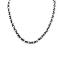 Titanium Steel Necklace, with PU Leather, fashion jewelry & different length for choice & Unisex, 7.70mm, Sold By PC