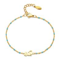 Stainless Steel Jewelry Bracelet, 304 Stainless Steel, with 4cm extender chain, Cat, Vacuum Ion Plating, for woman & enamel, more colors for choice, Length:Approx 16 cm, Sold By PC