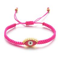 Bracelet Evil Eye bijoux, cordon de polyester, avec alliage de zinc, Mauvais œil, Placage de couleur d'or, unisexe & réglable & émail, plus de couleurs à choisir, Longueur:Environ 18-28 cm, Vendu par PC