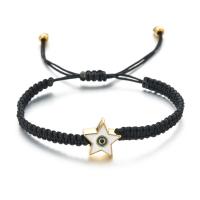 Bracelet Evil Eye bijoux, cordon de polyester, avec alliage de zinc, étoile, Placage de couleur d'or, motif de mauvais œil & réglable & pour femme & émail, plus de couleurs à choisir, Longueur Environ 18-28 cm, Vendu par PC