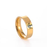Stainless Steel Finger Ring 201 Stainless Steel Tree Vacuum Ion Plating laser pattern & Unisex Sold By PC
