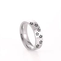 Stainless Steel Finger Ring 201 Stainless Steel Star Vacuum Ion Plating laser pattern & Unisex Sold By PC