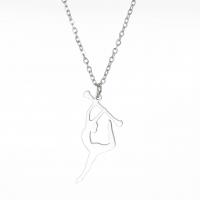 Edelstahl Schmuck Halskette, 304 Edelstahl, mit Verlängerungskettchen von 5cm, Dancing Girl, für Frau, keine, 15.60x31.40mm, Länge 45 cm, verkauft von PC