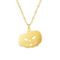Stainless Steel Jewelry Necklace, 304 Stainless Steel, with 5cm extender chain, Pumpkin, Vacuum Ion Plating, Unisex, more colors for choice, 28x24mm, Length:45 cm, Sold By PC