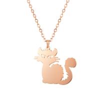 Stainless Steel Jewelry Necklace, 304 Stainless Steel, with 5cm extender chain, Cat, Vacuum Ion Plating, for woman, more colors for choice, 31x28mm, Length:45 cm, Sold By PC