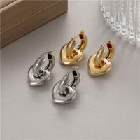 Brass Leverback Earring Heart Vacuum Ion Plating fashion jewelry nickel lead & cadmium free Sold By Pair
