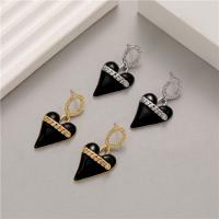 Brass Drop Earring, Heart, Vacuum Ion Plating, fashion jewelry & enamel, more colors for choice, nickel, lead & cadmium free, 20.50x41mm, Sold By Pair