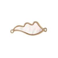 Brass Jewelry Connector with White Shell plated fashion jewelry & 1/1 loop golden nickel lead & cadmium free Sold By PC