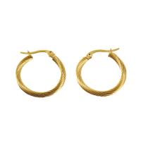 Acier titane boucle d'oreille leverback, Plaqué d'or 18K, bijoux de mode & pour femme, 23x2.50mm, Vendu par paire