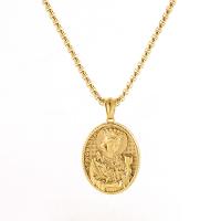 304 Stainless Steel Necklace, Virgin Mary, 18K gold plated, fashion jewelry & embossed & Unisex, 26x33mm, Length:Approx 19.7 Inch, Sold By PC
