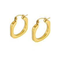 Titanstahl Hebel Rückseiten Ohrring, 18 K vergoldet, für Frau & hohl, 22.50x22.50x3mm, verkauft von Paar