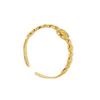 Acier titane Cuff Bague, Plaqué d'or 18K, bijoux de mode & réglable & pour femme, 19mm, Vendu par PC