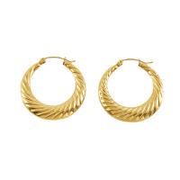 Acier titane boucle d'oreille leverback, Plaqué d'or 18K, bijoux de mode & pour femme, 33mm, Vendu par paire