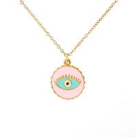 Titanium Steel Necklace Evil Eye 18K gold plated cross chain & for woman & enamel 20mm Length Approx 17.7 Inch Sold By PC