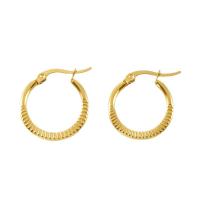 Titantium acciaio orecchino a sostegno, laccato oro 18K, gioielli di moda & per la donna, 20mm, Venduto da coppia