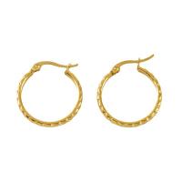 Titantium acciaio orecchino a sostegno, laccato oro 18K, gioielli di moda & per la donna, 24x3mm, Venduto da coppia