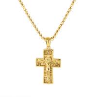 304 Edelstahl Halskette, Kreuz, 18 K vergoldet, Geprägt & für den Menschen, 23x33mm, Länge:ca. 19.7 ZollInch, verkauft von PC